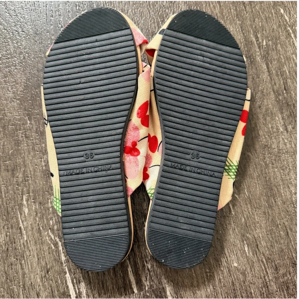 Fashion Women Floral Bow Slide Sandals Open Toe Flat Shoes‎ 36 EU / 5.5 US